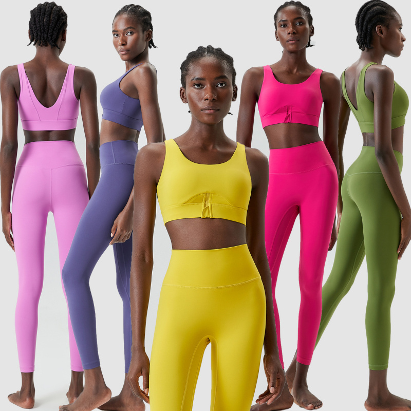 Yoga Fitness Set - 여성용 투피스 세트 지퍼 요가 스포츠