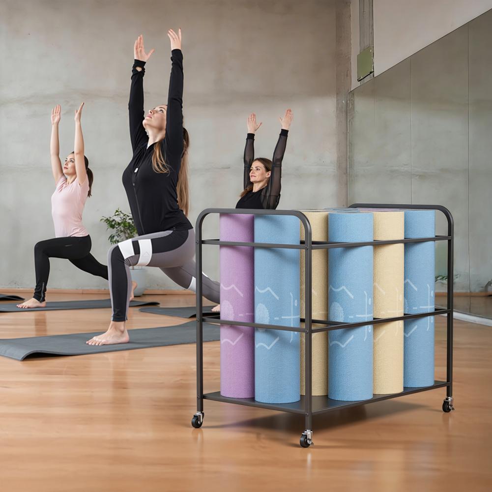 Yoga Fitness Room - 바퀴가 달린 요가 매트 보관 랙,