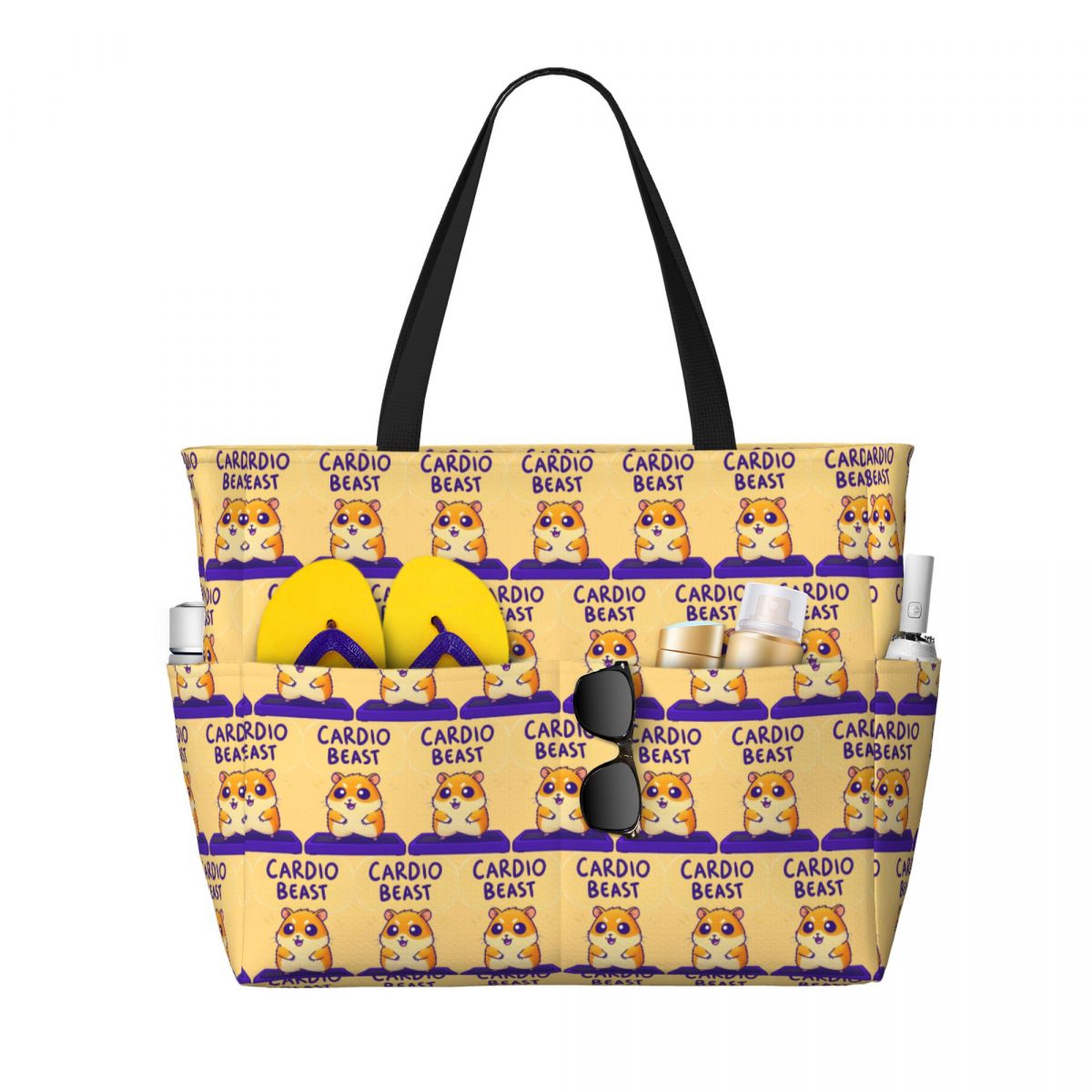 Yoga Fitness Tote - 카디오 비스트 햄스터 운동 스티커 비치