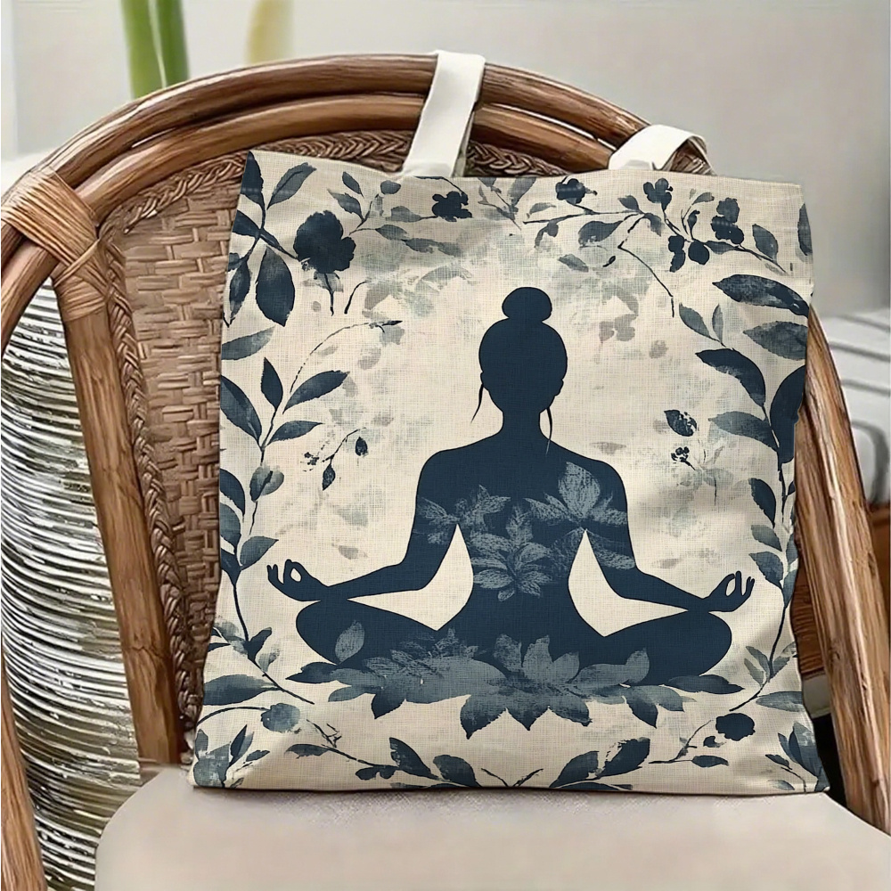 Yoga Fitness Tote - 1피스 요가 명상 테마 캔버스 숄더백,