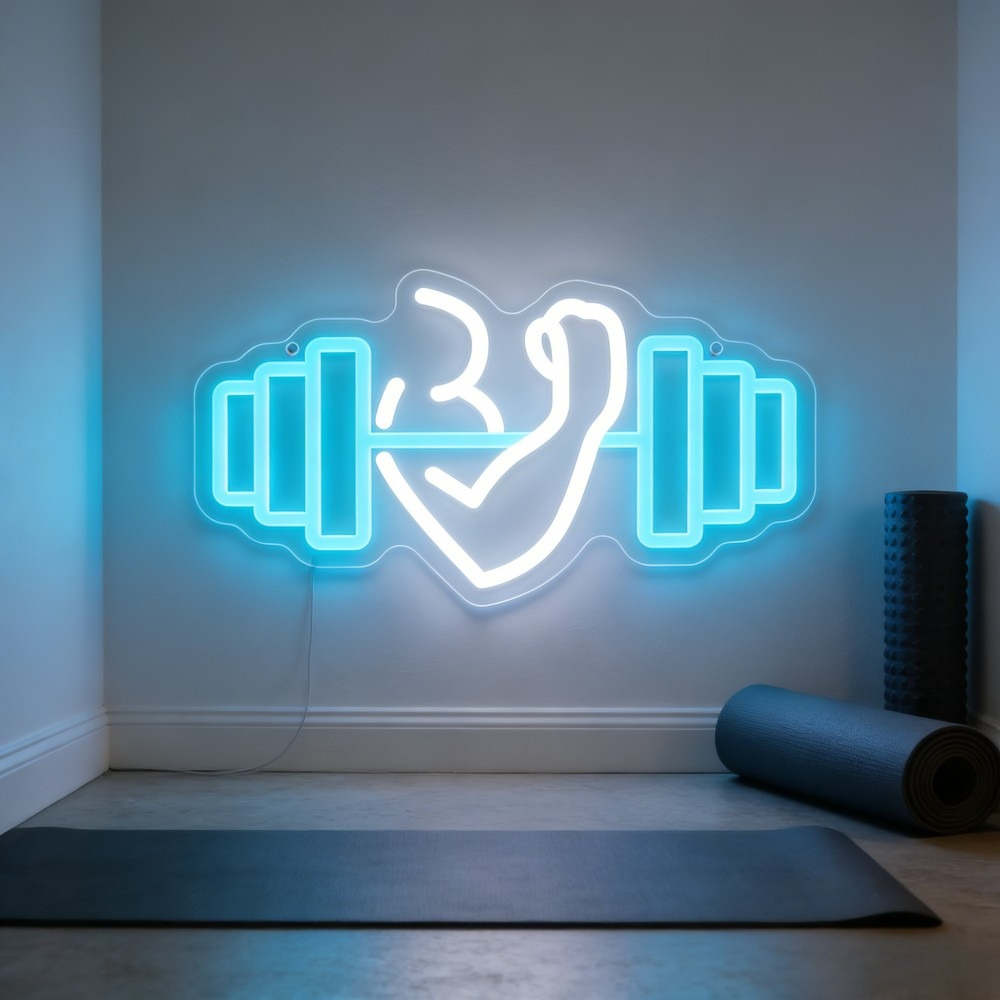 Yoga Fitness Room - 이두근 덤벨 네온사인 LED 벽 장식,