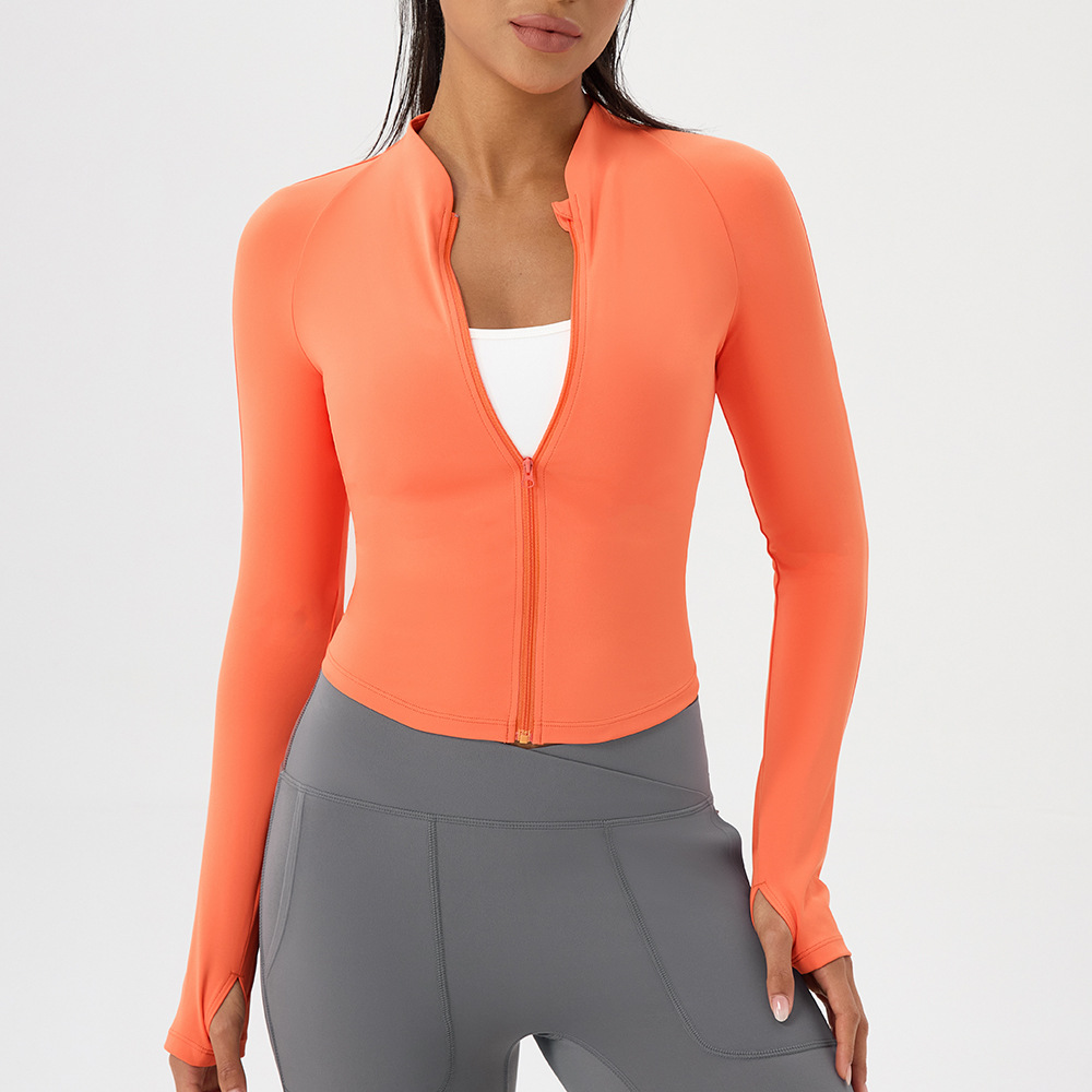 누드 요가복 자켓 스탠드 칼라 야외 스포츠 지퍼 슬림핏 - Yoga Fitness Jacket 리뷰 및 가격