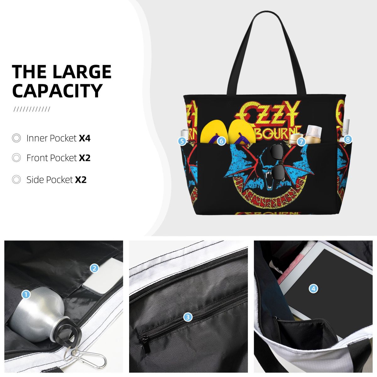 오지 오스본 록 밴드 헤비메탈 비치 토트백 스포츠 짐  - Yoga Fitness Tote 리뷰 및 가격