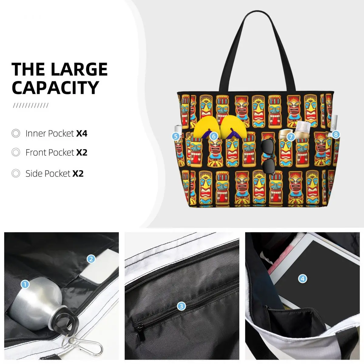 티키 신들 토템 아이돌 레트로 트로피컬 폴리네시안 비치 - Yoga Fitness Tote 리뷰 및 가격