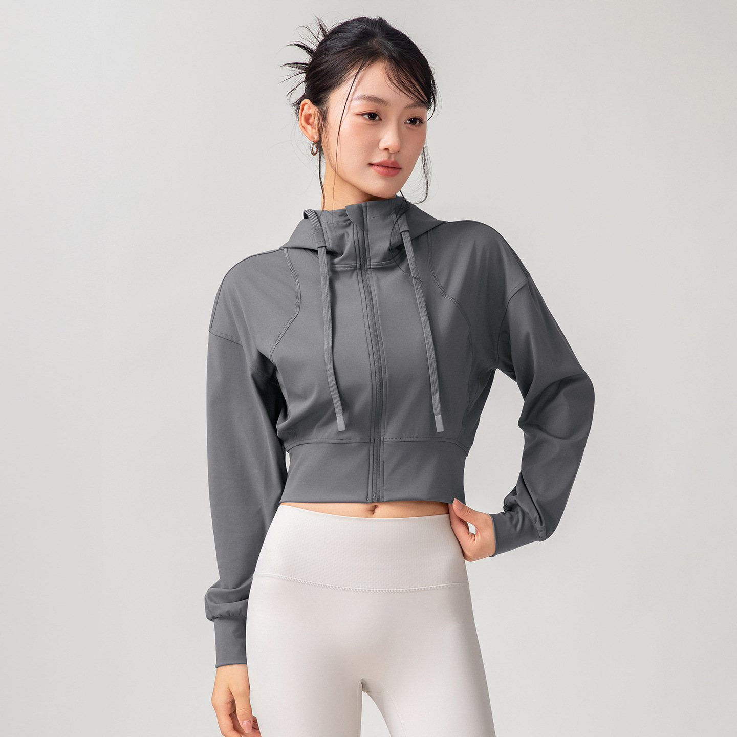 여성용 솔리드 컬러 캐주얼 스탠드 칼라 후드 스포츠 요 - Yoga & Fitness Center 리뷰 및 가격