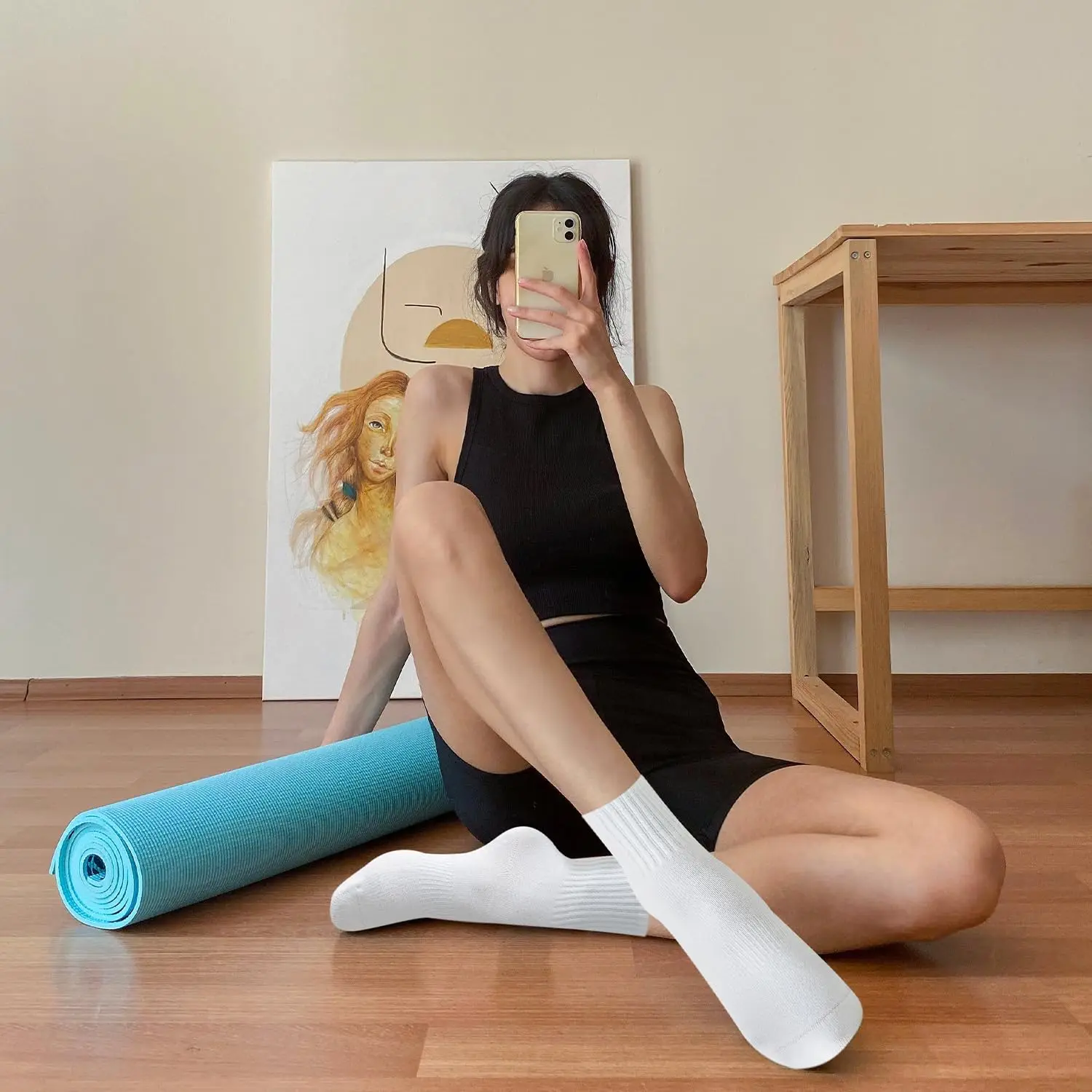 여성용 요가 양말 4켤레, 단색 미드솔 미끄럼 방지 그 - Yoga & Fitness Center 리뷰 및 가격