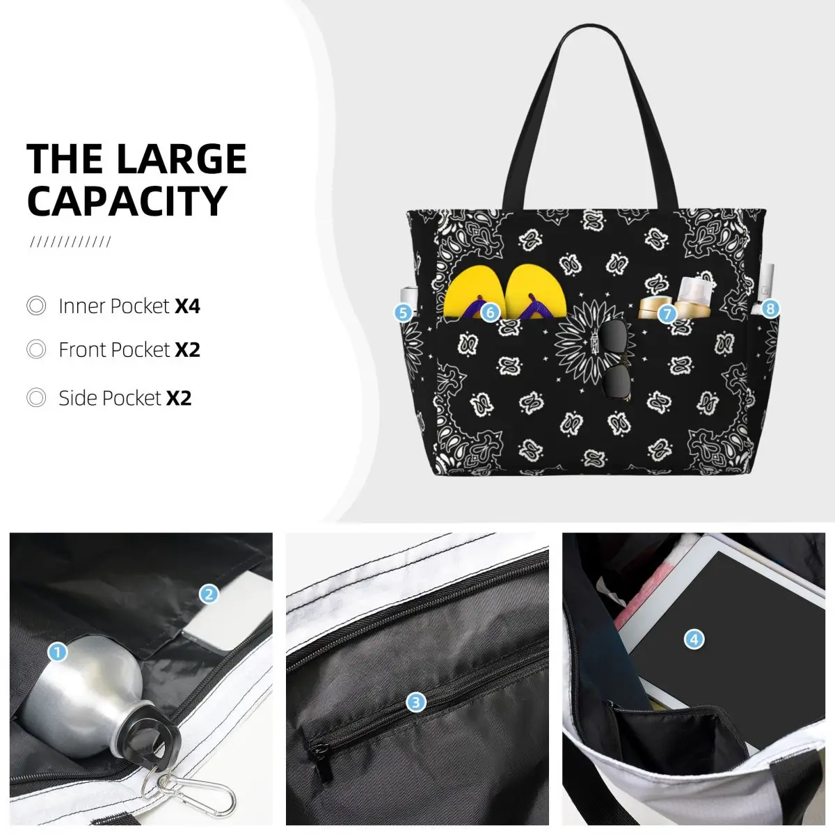 반다나 커스텀 비치 토트백 스포츠 짐 요가 더플 라지  - Yoga Fitness Tote 리뷰 및 가격