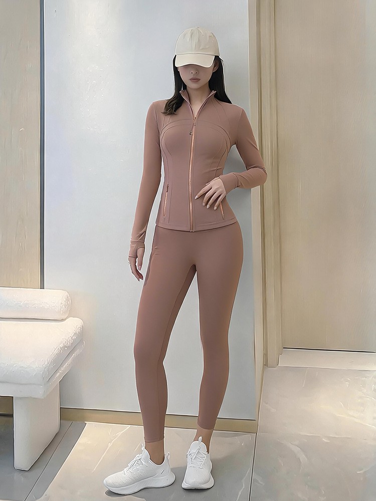 여성용 요가 세트 스탠드 칼라 지퍼 재킷, 슬림핏 긴팔 - Yoga Fitness Jacket 리뷰 및 가격