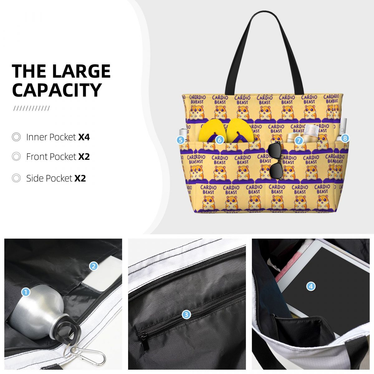 카디오 비스트 햄스터 운동 스티커 비치 토트 백 스포츠 - Yoga Fitness Tote 리뷰 및 가격