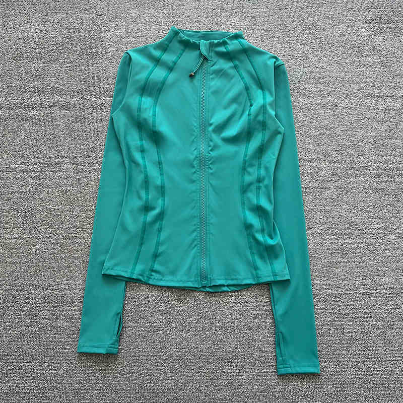 스탠드 칼라 지퍼 스포츠 정장 여성 슬림 요가 정장 긴 - Yoga Fitness Jacket 리뷰 및 가격