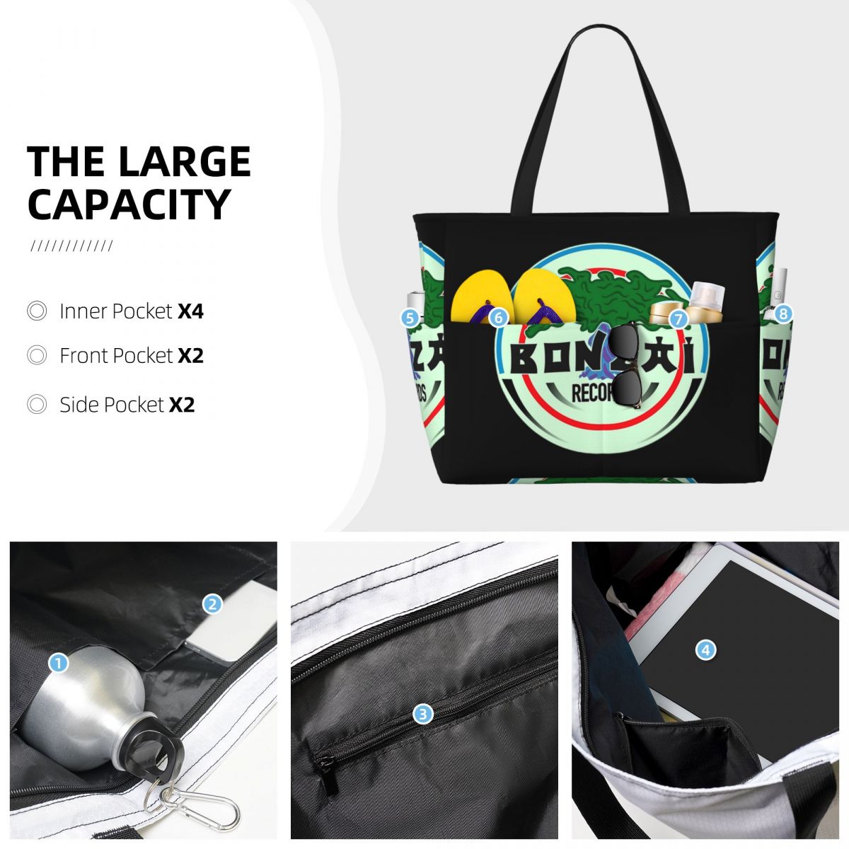 Bonzai Records 비치 토트 백 스포츠 체육관 - Yoga Fitness Tote 리뷰 및 가격