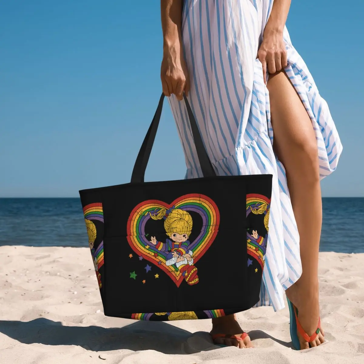 레인보우 브라이트 레인보우 하트 비치 토트 백 스포츠  - Yoga Fitness Tote 리뷰 및 가격