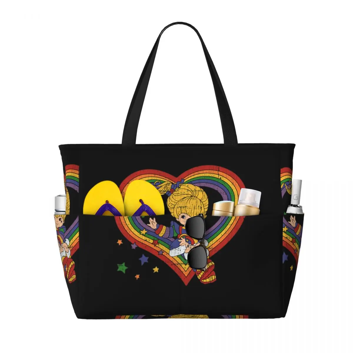 레인보우 브라이트 레인보우 하트 비치 토트 백 스포츠  - Yoga Fitness Tote 리뷰 및 가격