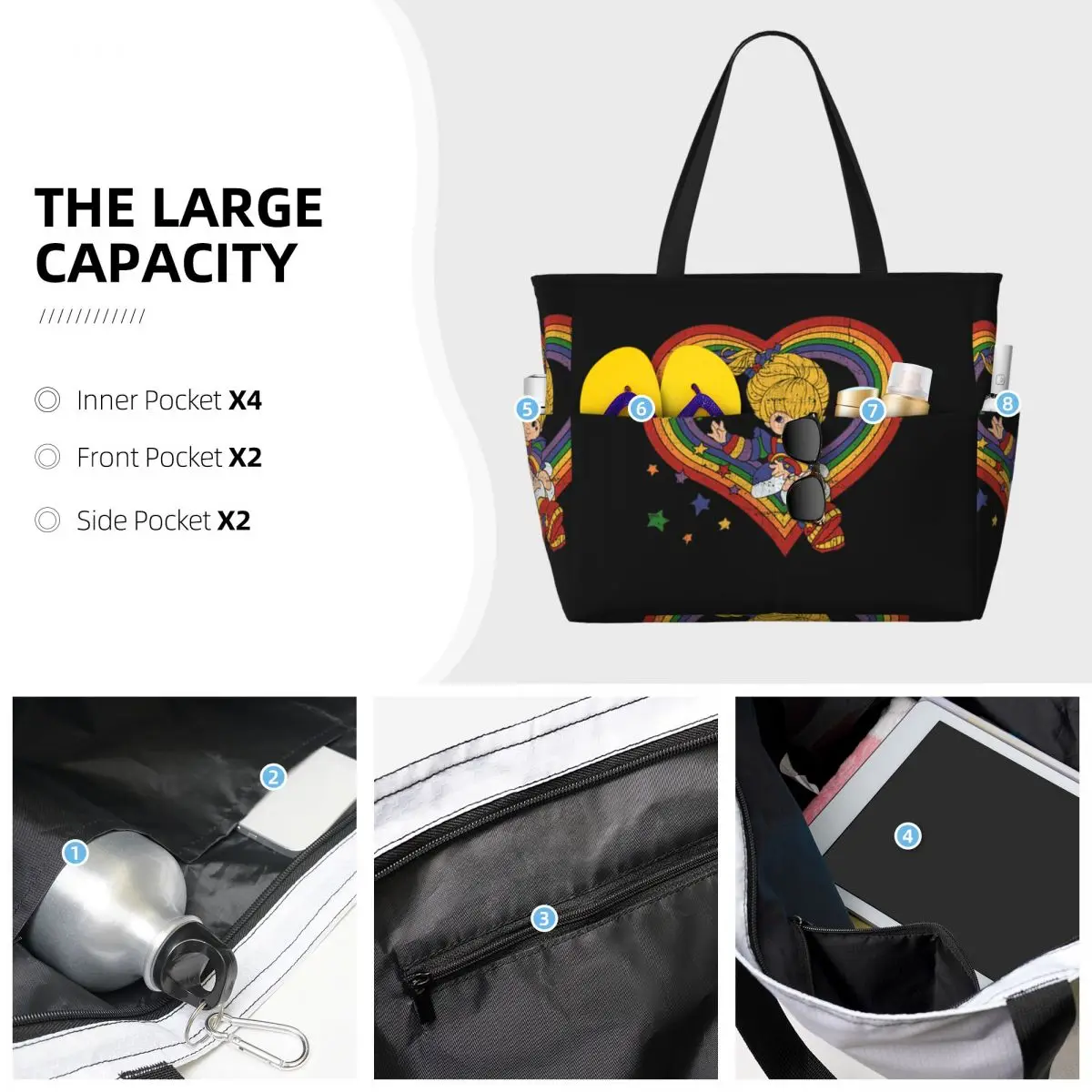 레인보우 브라이트 레인보우 하트 비치 토트 백 스포츠  - Yoga Fitness Tote 리뷰 및 가격