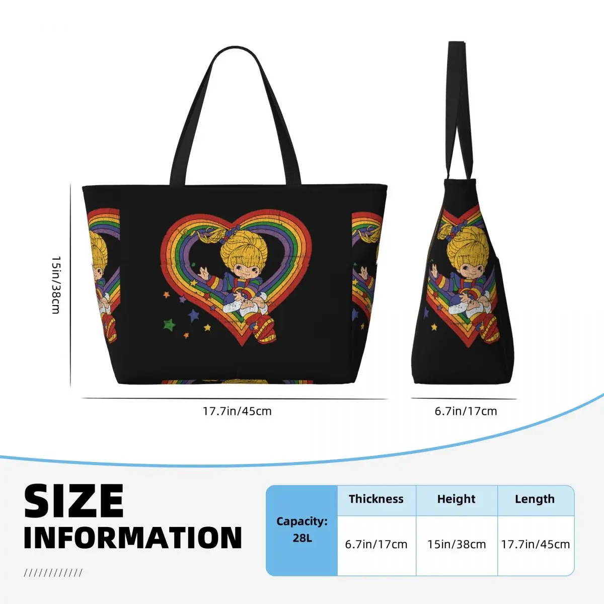 레인보우 브라이트 레인보우 하트 비치 토트 백 스포츠  - Yoga Fitness Tote 리뷰 및 가격