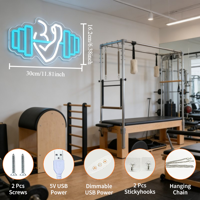 이두근 덤벨 네온사인 LED 벽 장식, 홈짐, 요가 스 - Yoga Fitness Room 리뷰 및 가격
