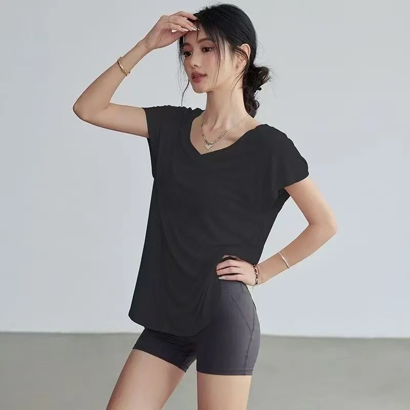 여성용 슬리밍 라운드넥 요가 티셔츠 반팔 스트레치 피트 - Yoga Fitness Training 리뷰 및 가격